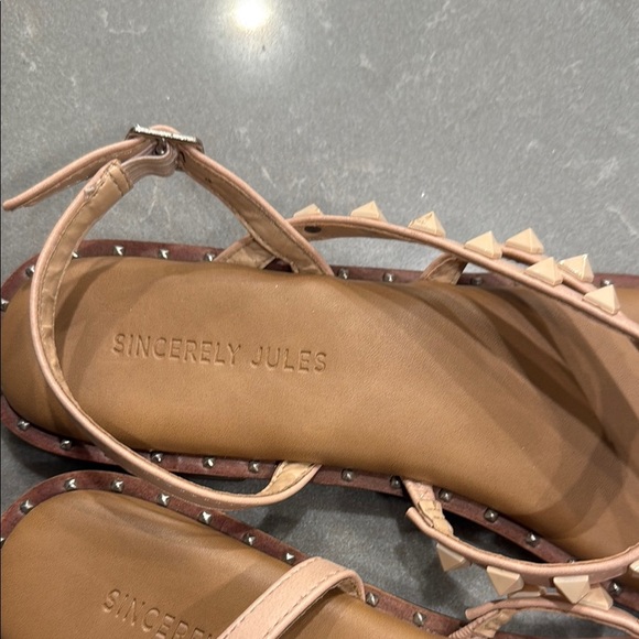 Sincerely Jules Tan Studded Sandals - Picture 2 of 7
